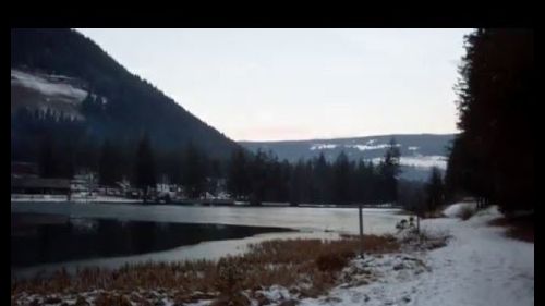 Lago di dobbiaco (bz) paesaggio invernale fotografie