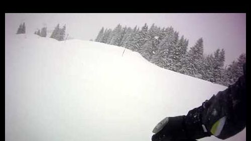 Skiing a blue slope in switzerland