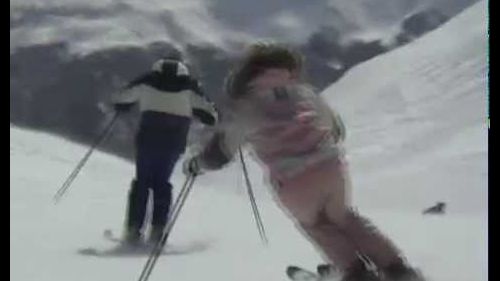 Sciare al cimone su neve farinosa. pista 