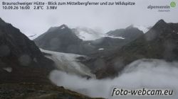 Gemeinde St. Leonhard im Pitztal: Braunschweiger Hütte - Blick zum Mittelbergferner und zur Wildspitze