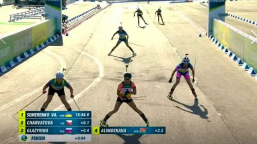 Lapshin and Valj Semerenko Gold in the Super Sprint at the Summer Biathlon World Championships