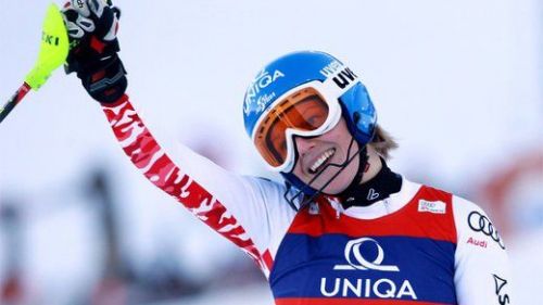 Courchevel, Marlies Schild impeccable. Out of the blue