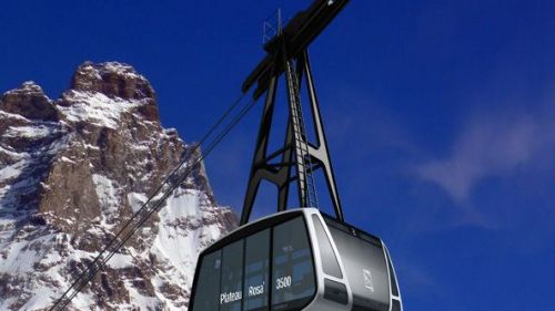 Nuova funivia Plateau Ros&agrave; con Cervino
