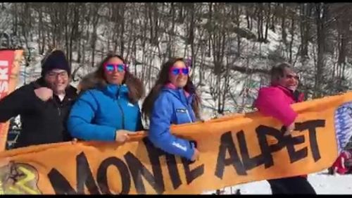 Happy from monte alpet snow village