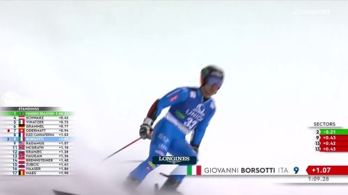 Giovanni borsotti in top 10 nel gigante di schladming dopo metà gara, il video