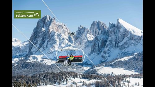 The ski resort seiser alm with 21 cable cars and lifts for safe transportation