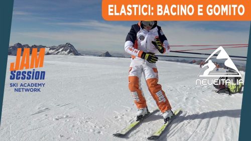 Con gli elastici studiamo l'azione delle forze per equilibrare in curva la parte alta del corpo.