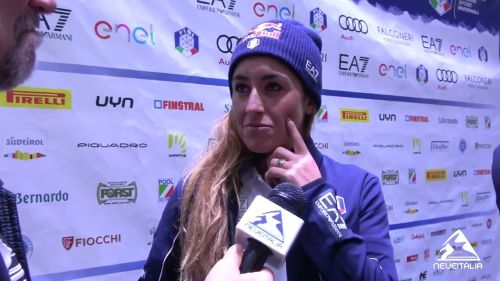 Sofia Goggia al microfono di Dario Puppo - FISI Media Day, Milano