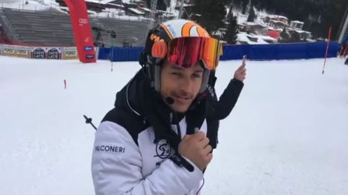 Inizio di una grande giornata, in attesa dello slalom sulla 3tre madonna di campiglio con re giorgio