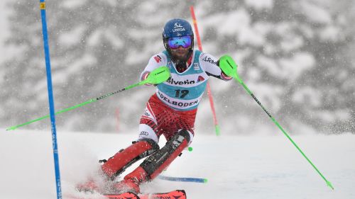 Marco Schwarz in the lead after the slalom of the combined Wengen