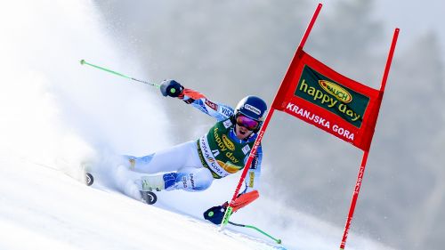 Hirscher chasing Ligety in the giant in Kranjska Gora