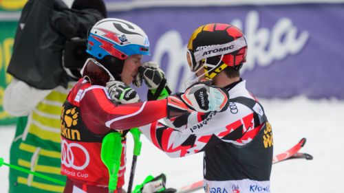 Marcel Hirscher pettorale 1 nello Slalom di Kranjska Gora, Gross 2, Kristoffersen 3, Mölgg 6