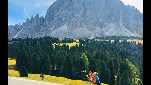 Laura Dahlmeier in training on the Dolomites