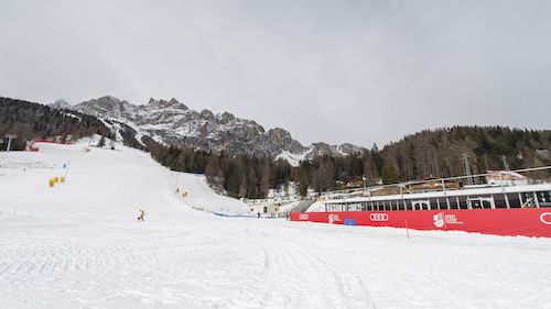 The new Rumerlo finish area in Cortina d'Ampezzo is ready