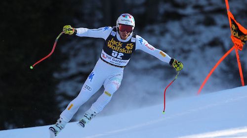 Mattia Casse wins the first of the two men's runs in the Wengen European Cup
