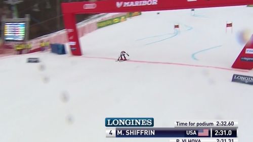 Mikaea Shiffrin, yellow on timekeeping
