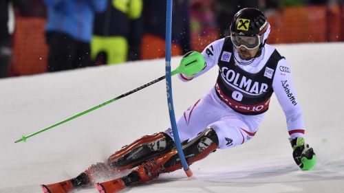Marcel Hirscher davanti nella prima manche dello slalom di Madonna di Campiglio