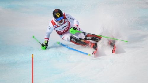 Marcel Hirscher al comando della prima manche dello slalom di Wengen