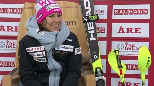 Wendy Holdener leads the first round of the Are World Cup slalom