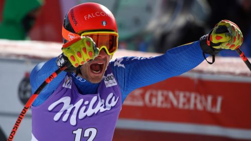 Christof Innerhofer in front of everyone in the first trial of Lake Louise