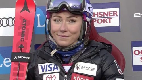 Mikaela Shiffrin leads the first run of Levi's slalom