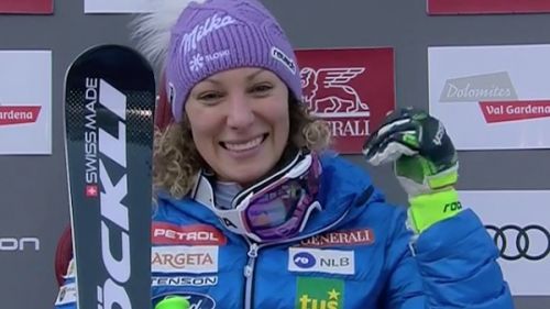 Only Ilka tuhec beats Nicol Delago in the descent of Val Gardena!