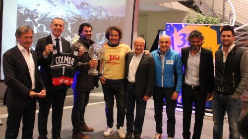Surprise break by Alberto Tomba at the presentation of the slalom of Madonna di Campiglio in Bologna