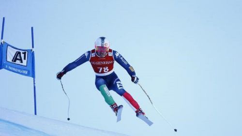Davide Cazzaniga third in the Sarntal downhill
