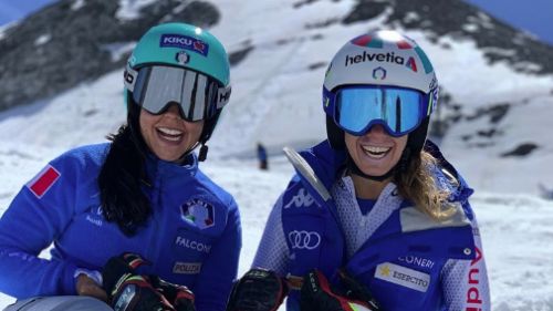 The blue "sgasano" at the Stelvio and alternate track and roller ski for daily training