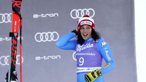Brignone and that red bib one step away: Goggia still 300 points behind Shiffrin, now Cortina