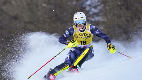 Paula Moltzan is in front after the 1st run of the slalom in Valle Aurina: Tschurtschenthaler second