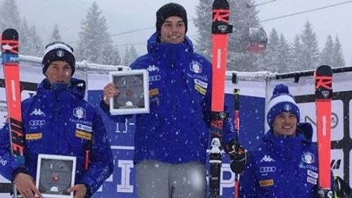 All-blue podium in Alleghe's giant FIS: the super C team with Canins in front of Franzoni and Della Vite