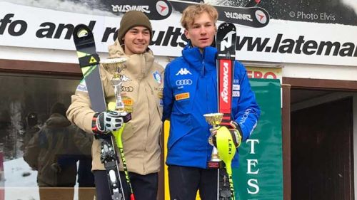 Second slalom in Pampeago, there are Kastlunger and Bendotti on the podium with the Croatian Samuel Kolega