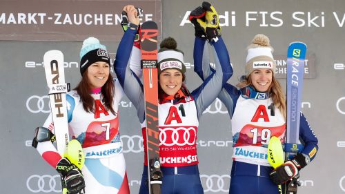 For Brignone red breastplate in combined and 2 place in overall, also Bassino can bet the top five